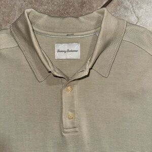 Tommy Bahama Men's Tan Polo Shirt Large silk/cotton
